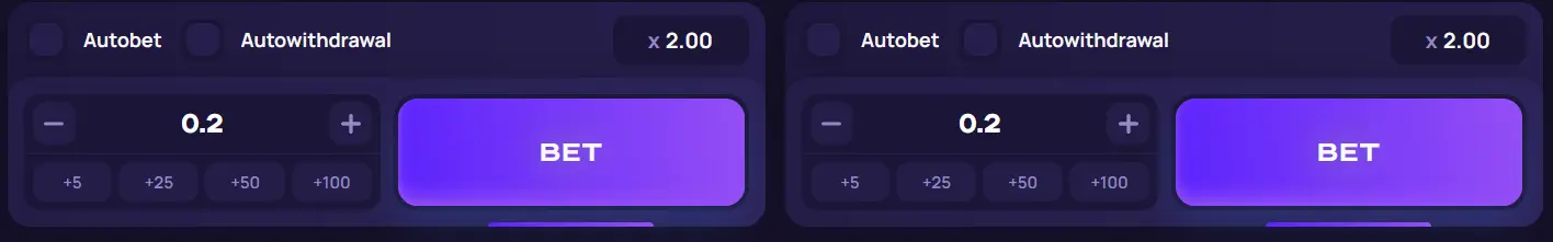 Lucky Jet Betting Menu