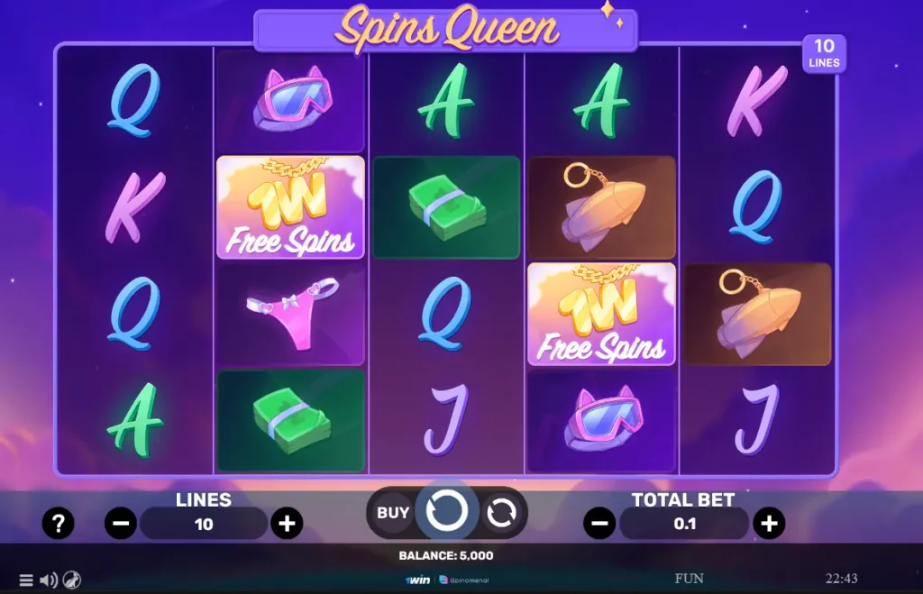 Spins Queen's 1Win game board Spins Queen's 1Win game board