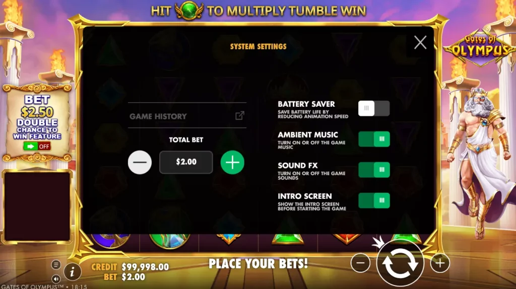 System Settings in Gates of Olympus System Settings in Gates of Olympus