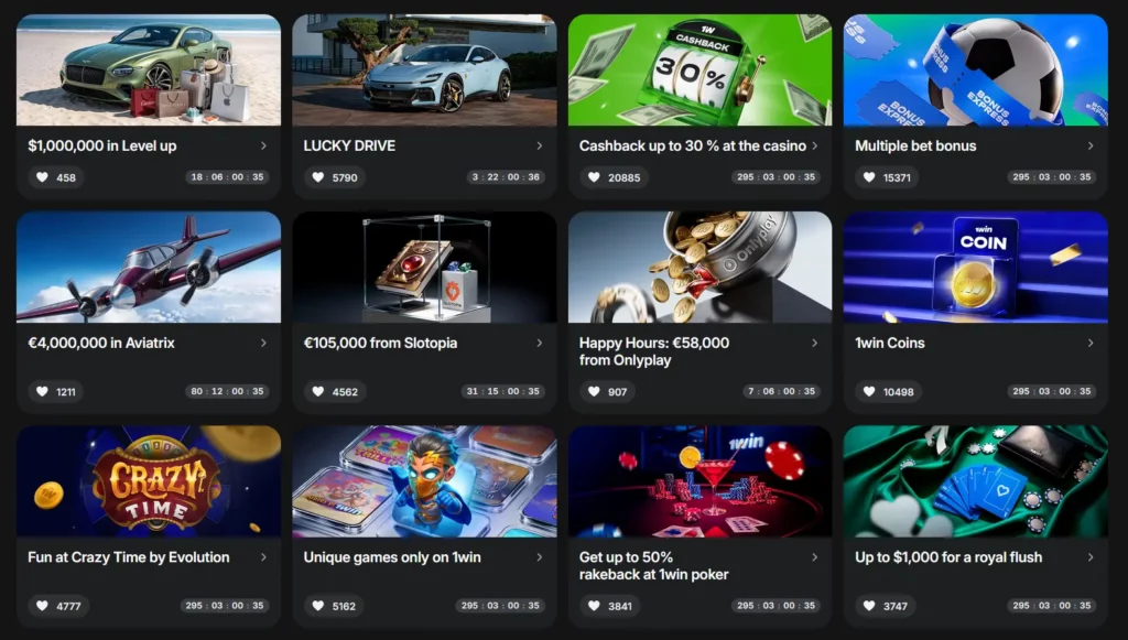 Available Bonuses and Promotions at 1Win