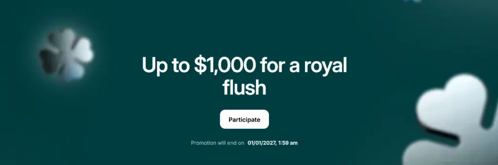Up to $1,000 for a royal flush